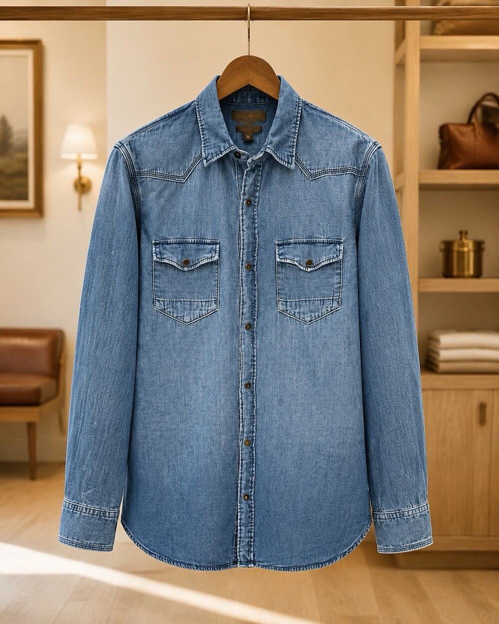 Banana Republic Shirt Camdan Blue Denim Chambray Button Down Long Sleeve